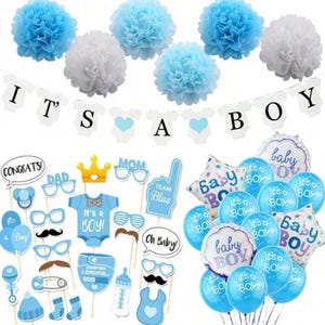 Ombination Package Gender Reveal & Birthday Photo Props Set