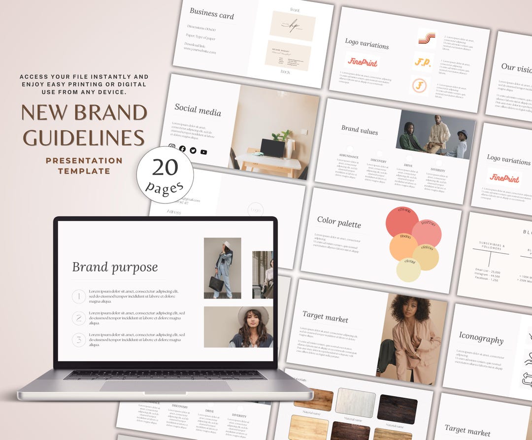 Brand Guidelines Template, Business Style Guide, Logo Color Typography ...