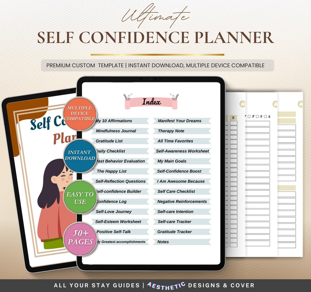 Self Confidence Planner Printable, Daily Affirmation and Goal Tracker ...