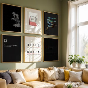 Coding Posters Set of 6, Programmer Wall Art Gallery, Software Developer Gift, Tech Office Decor Printable