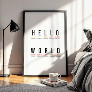 Impresión de definición de código de arte mural "Hola mundo"