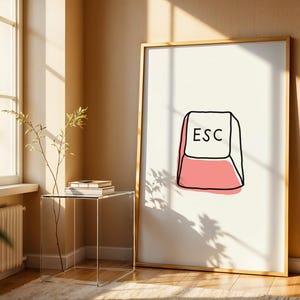 Póster de la tecla Esc, arte mural con botones de teclado, lámina con humor para programadores, decoración de oficina para geeks