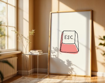 Poster mit Esc-Taste, Wandbild mit Tastaturknöpfen, Humorvoller Druck für Programmierer, Geekige Bürodekoration