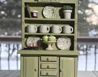 Miniature Sage Green Welsh Cabinet fully stocked   ships immediately