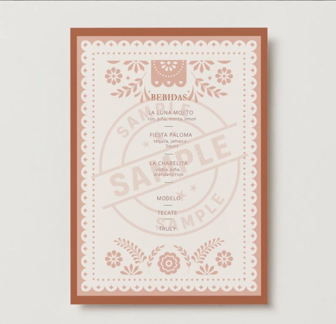Drink Menu Sign_spanish-customizable, and Printable Layout_mexican ...