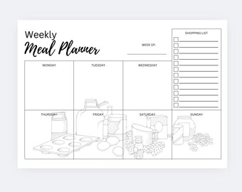 Weekly Meal Planner Minimalist, Printable Template - Etsy