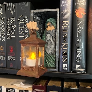 Hand-Painted Hermit Book Nook with Lantern