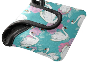 Pokrowiec na putter Mallet: wodoodporna skóra PU, wzór łabędzia i kwiatów