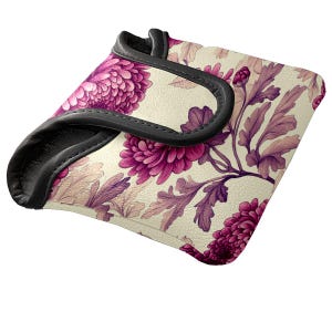 Floral Elegance Mallet Putter Cover-Waterproof PU Leather | Fleece Lined Carrying Case | Golf Gifts