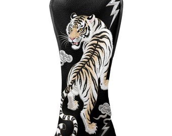 Tiger Golf Club Headcover – Embroidered Cloud Thunder Design, PU Leather