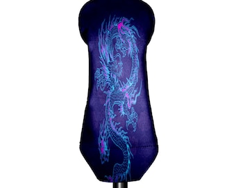 PU Leather Golf Putter Cover, Retro Blue Chinese Dragon Design