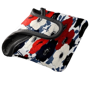 Luxury Mallet Putter Cover – Waterproof PU Leather | Fleece Lined | Golf Gifts, Black and Red