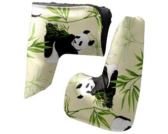Golf Blade Putter Headcover Panda and Bamboo: PU Leather, Fleece Lined