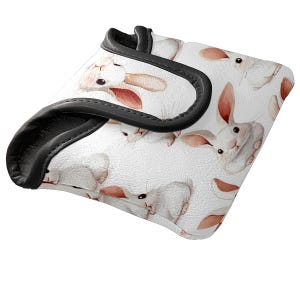 Square Mallet Putter Head Cover, Cute Rabbit, Great Golf Gifts, PU Leather Golf Club Protective Cover Case