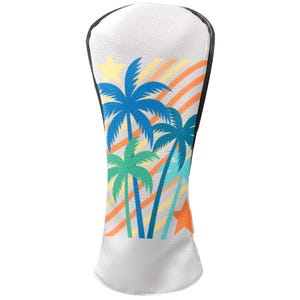 Hawaiian Style Golf Head Covers – PU Leather, Fits Drivers/Fairway Woods/Hybrids (Dual Sizes), Golfers Gifts