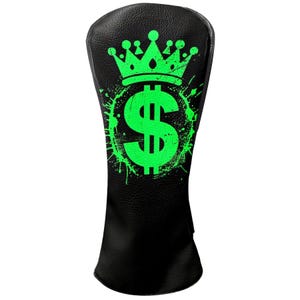 Funda de cuero sintético negro para palo de golf: hecha a mano, para driver, fairway y protección híbrida.