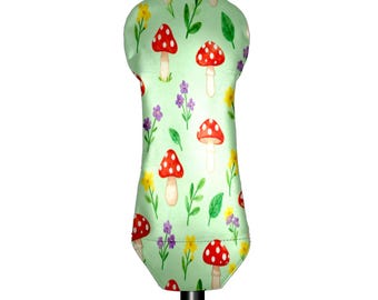 Mushroom Flowers Golf Club Head Cover, PU Leather, Unisex