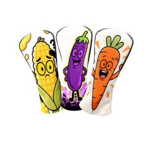 Inspired by Vegetable Design – Golf Head Covers – PU Leather, Fits Drivers/Fairway Woods/Hybrids (Dual Sizes)