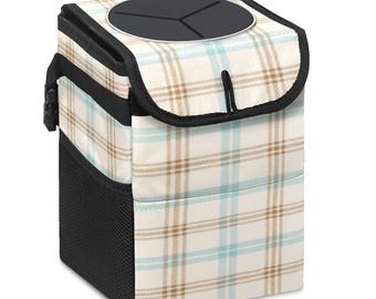 Brown Plaid Car Trash Can Leakproof Liner fits SUV, Truck, Van Front Back Seat