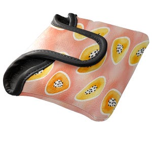 Square Mallet Putter Head Cover, Papaya Pattern, Great Golf Gifts, PU Leather Golf Club Protective Cover Case