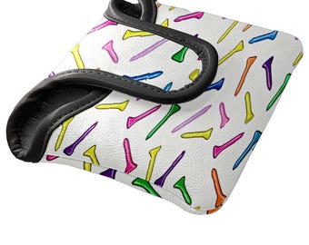 Mallet Putter Cover: Waterproof PU Leather, Fleece Lined, Golf Gift, Colorful Bone Pattern