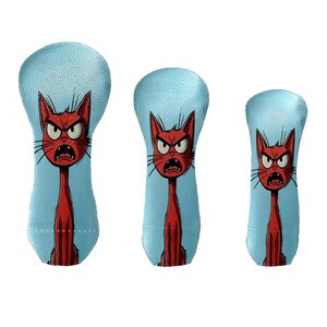 Fundas para palos de golf Red Cat, fundas de cuero novedosas para driver, fairway y híbrido.