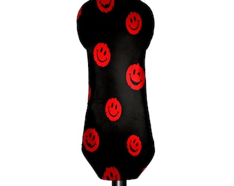 Red Evil Ghost Golf Club Cover, PU Leather Putter Head Cover