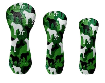 Camouflage Silhouette PU Leather Golf Putter Head Covers Driver, Fairway Wood & Hybrid Clubs
