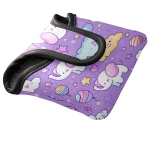 Mallet Putter Cover, Agile Leopard Elephants Design -Waterproof PU Leather | Fleece Lined Carrying Case | Golf Gifts