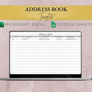 Address Book Template | Contact List | Google Sheets Template | Microsoft Excel | Address List Spreadsheet Template