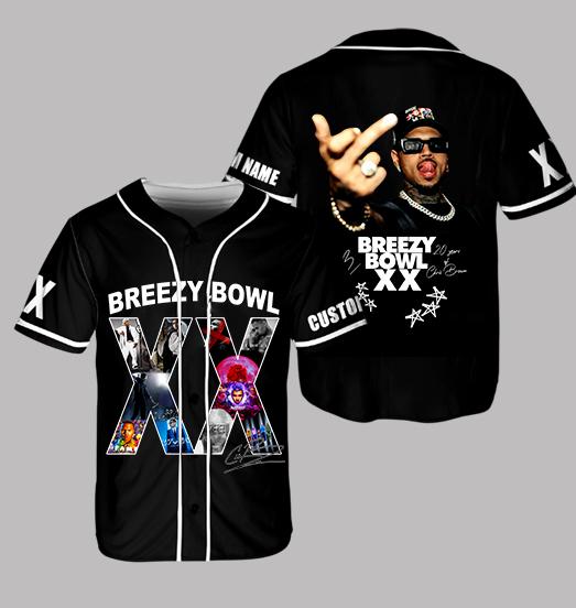 Chris Brown Breezy Bowl Baseball Jersey, Personalized Breezy Bowl XX 2025 Shirt, Breezy Bowl Tour XX Shirt, Chris Brown Tour Shirt