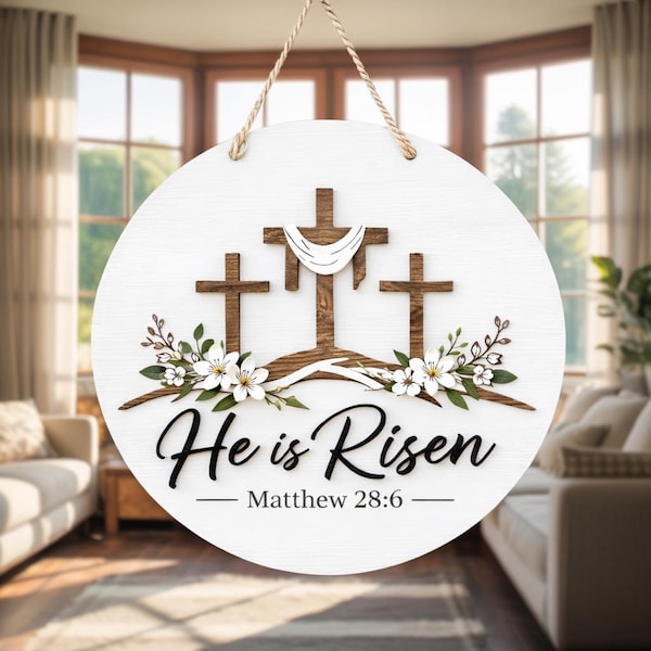 He Is Risen Door Hanger, He Is Risen Wooden Sign, He Is Risen, Easter Door Hanger, Easter Decor, Easter Sign, Resurrection, Easter