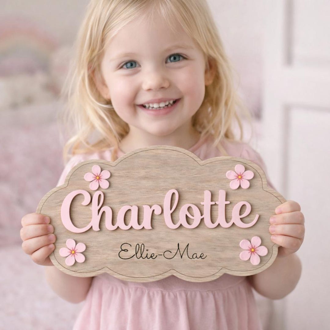 Name Sign Girl Rustic Rectangular Personalized Girl Name Sign, Custom Wooden Nursery Name Sign, Baby Girl ...