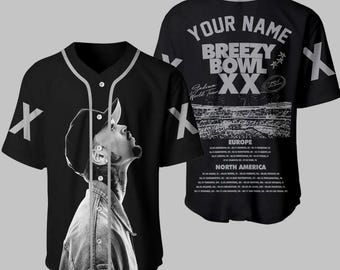 Chris Brown Breezy Bowl Baseball Jersey, Personalized Breezy Bowl XX 2025 Jersey, Breezy Bowl Tour XX Shirt, Chris Brown Concert Shirt
