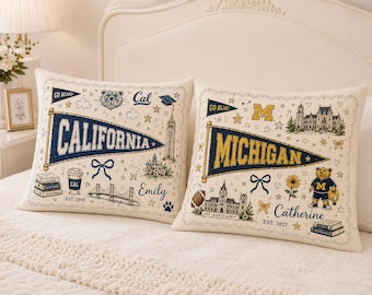 Personalized University Campus Pillow, Custom College School Mascot Pillow, Graduation 2026 Gift