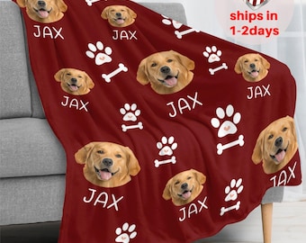 Personalized Dog Photo Fleece Blanket: Custom Dog Mom Gift for Pet Lovers