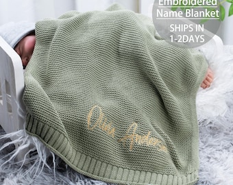 Gestickte Name Baby Decke, Strick Baumwolle Kinderwagen Decke