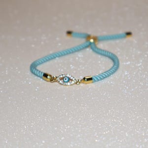 Dainty Evil Eye Charm Cord Bracelet