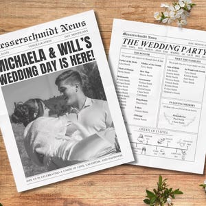 Wedding Newspaper Template | Canva Editable | Unique Wedding Program | Wedding Day Itinerary | Printable Newspaper-Style Keepsake
