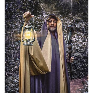 May include: A person wearing a purple and gold hooded robe, holding a lit metal lantern in one hand and a dark staff topped with a cobra figure in the other. The text "9 THE HERMITE L'HERMITE" is printed at the bottom of this tarot card image.