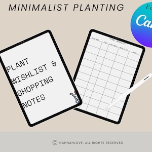 Lista de deseos minimalista de plantas • Planificador digital de 2 páginas • Lista de deseos de plantas de interior imprimible • Formato A4 y carta de EE. UU. • Regalo para amantes de las plantas de interior
