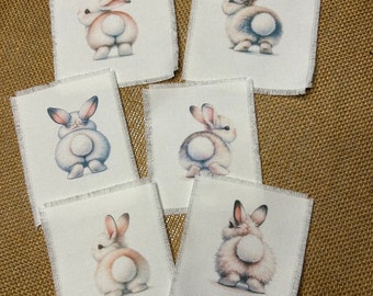 6 Cottontail Bunny Images printed on cotton twill fabric, are ready to add to your creations.