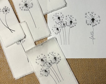 6 Dandilion Images printed on cotton Twill fabric, are ready to add to your creations.