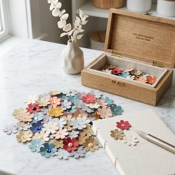 25 (Paper Flowers) Distressed, Embellished, set of 25