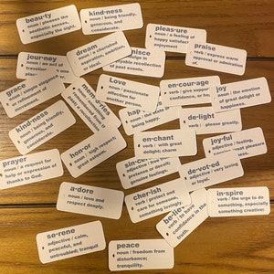 30 (word definitions) Words, and their definitions, Journal Ephemera, Card Making, Scrapbooking.