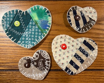 Set of 4 quilted hearts.