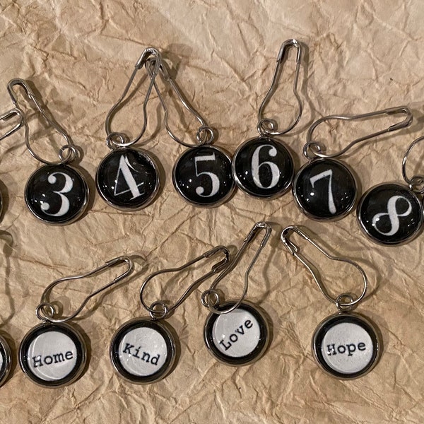 Glass Domed Pendant Numbers Journal Embellishment, Decorative Charms