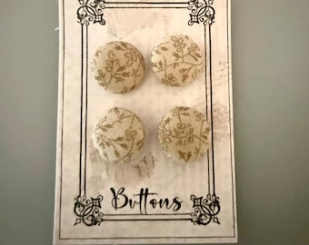 Fabric covered buttons - includes vintage button card.