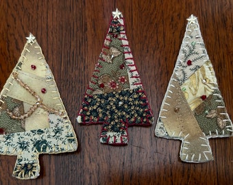 Set of 3 quilted Christmas trees