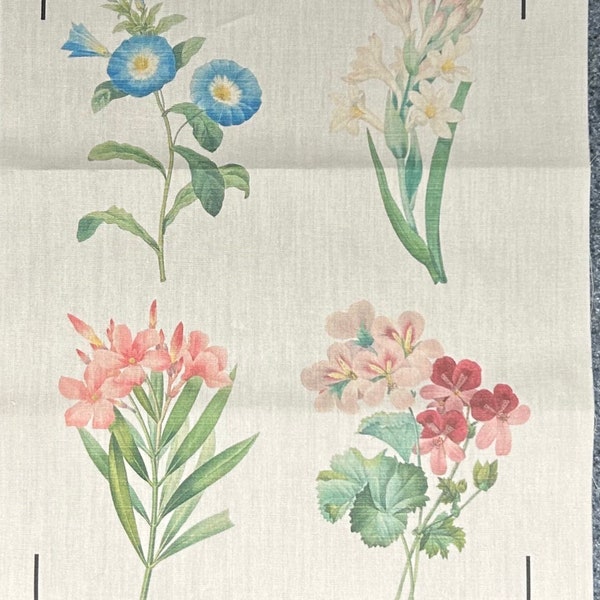 4 Floral Images - printed on cotton fabric, ready to add to your creations.